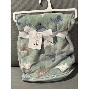 Duck Duck Goose Dinosaur Dino Baby Blanket Green Plush Fleece Lightweight New